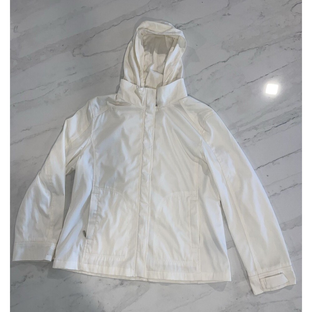 Weatherproof Garment Company Women's Hooded Rain Jacket Off-White Lg